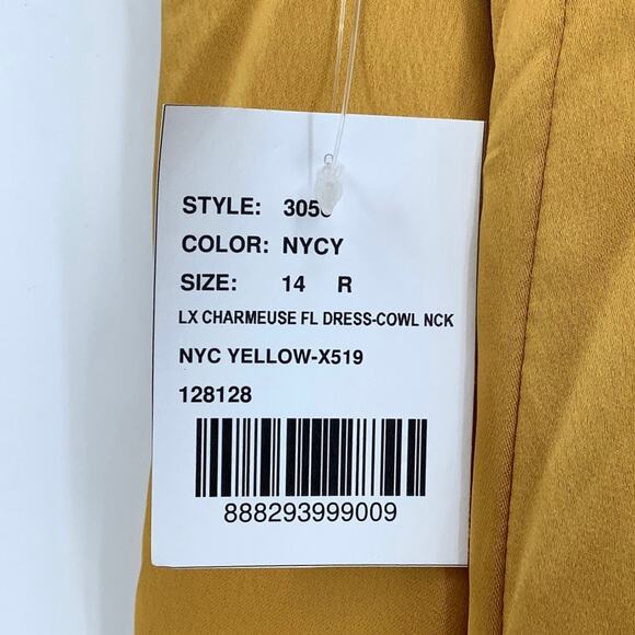 NEW! Dessy Collection Size 14 Charmeuse Slip Dress NYC Yellow $231 msrp I21-12 - Picture 10 of 10